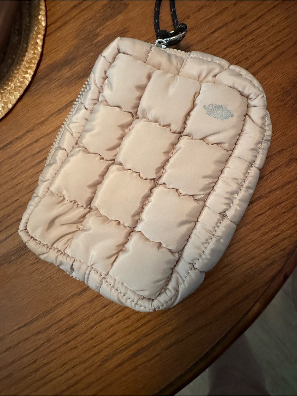 Free People Quilted Puffer Crossbody Phone Pouch in Blush